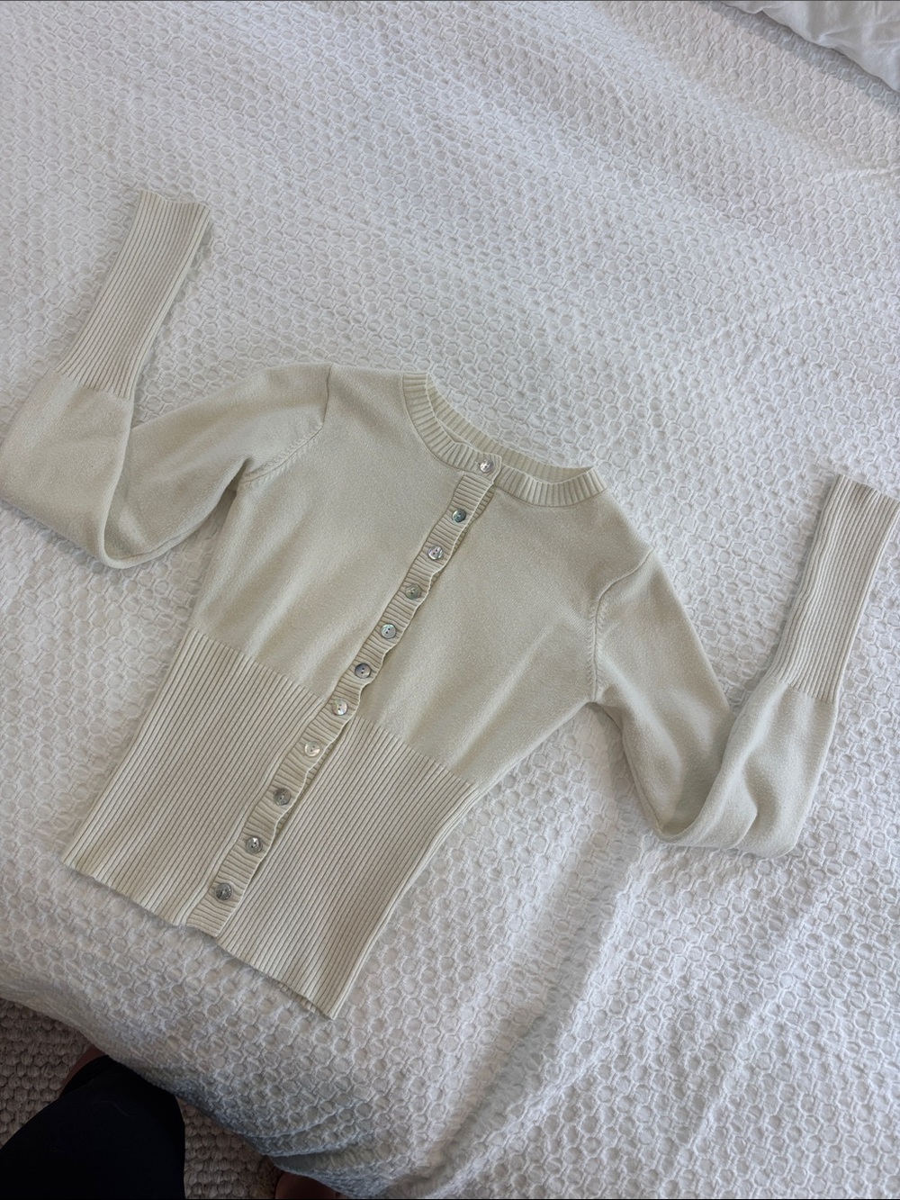 Frankie’s bikinis Cloud Knit Button-Up Cardigan - Cream - Picture 7 of 8